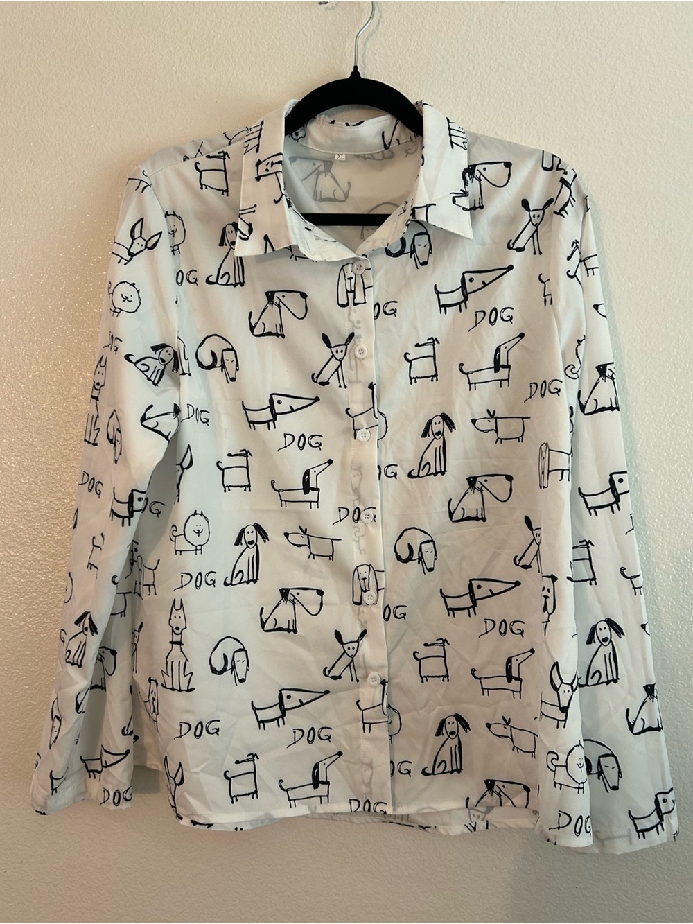 Playful Dog-Print Button Front Shirt
